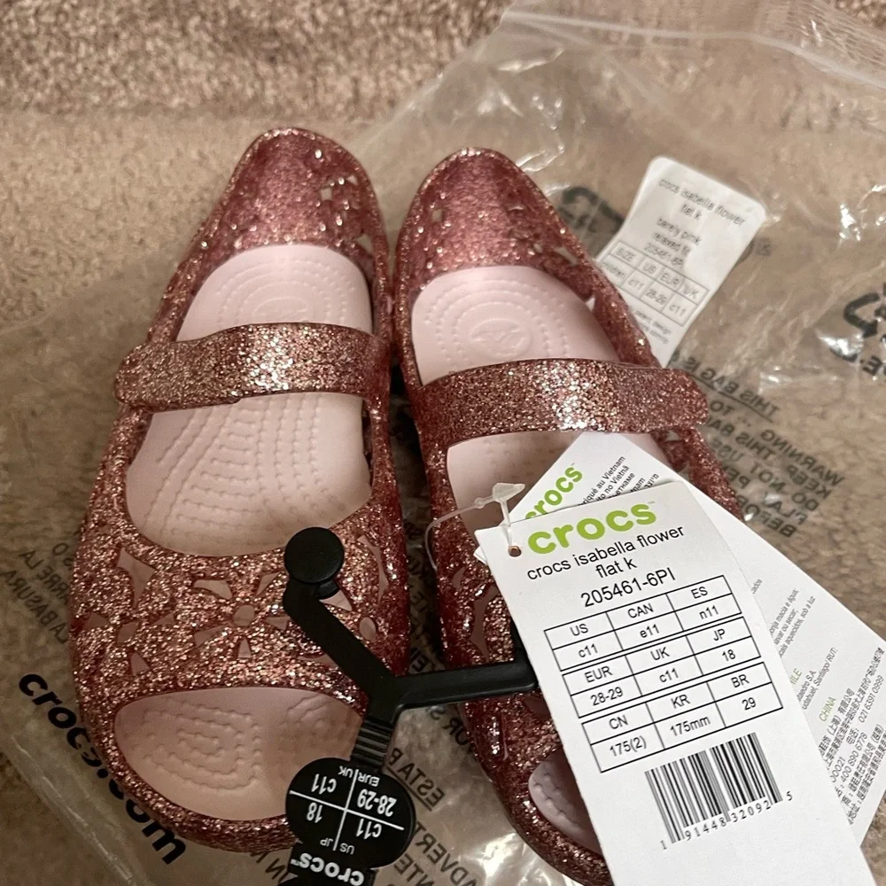 New Crocs Toddler Girl Isabella Flower Flat Sandal - Picture 4 of 13